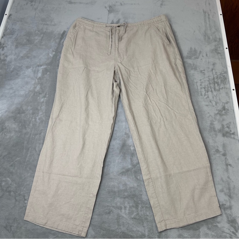 Cubavera Linen Wide Leg Pants Women's XL Beige  Beach Boho Hippie